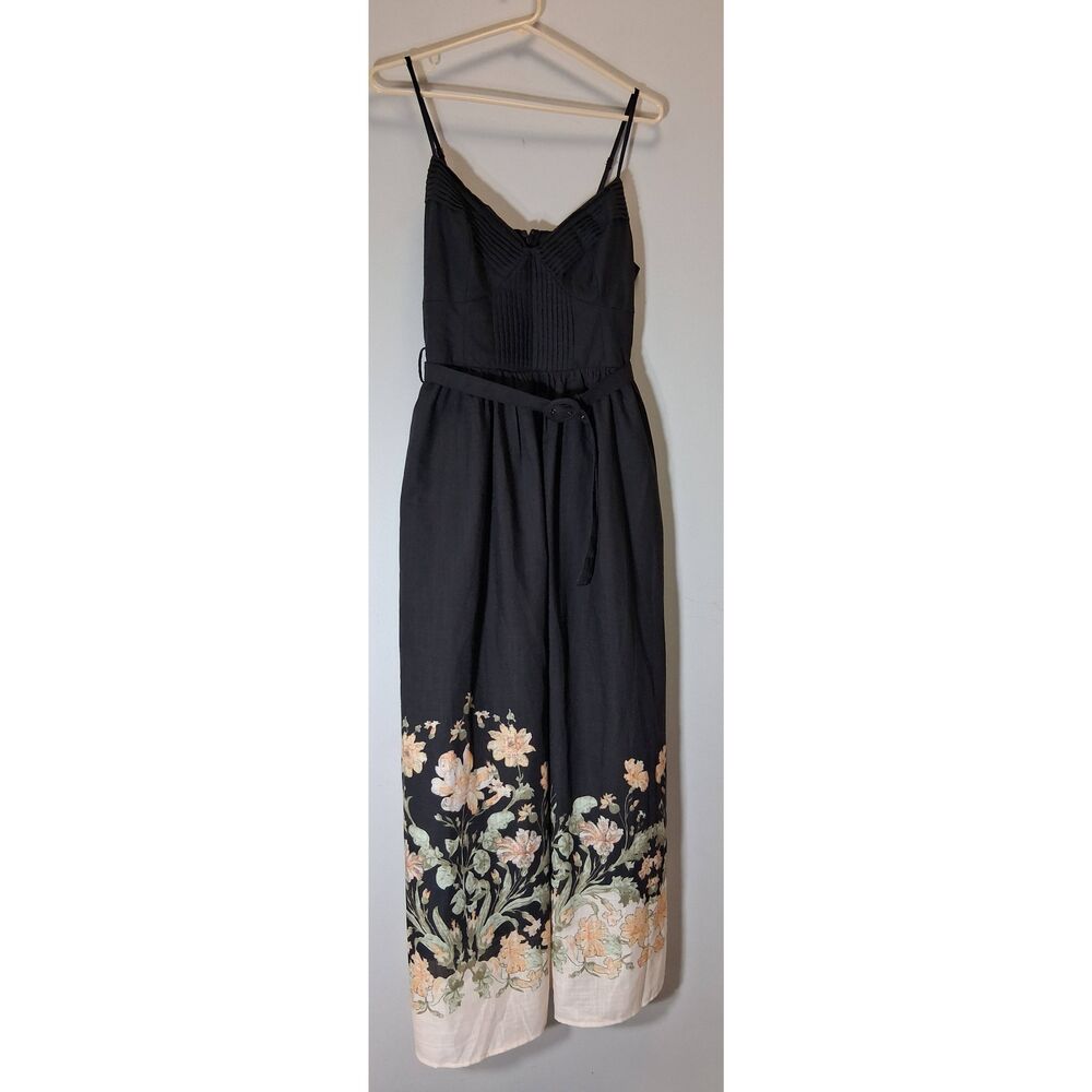 En saison womens medium maxi dress floral pink black boho sweetheart neckline